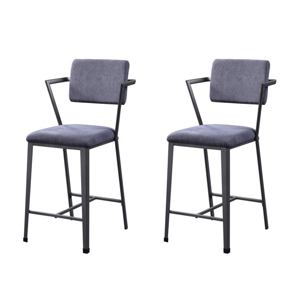 Hokku Designs Eversyn Grey and Gunmetal Open Back Counter Height Chairs
